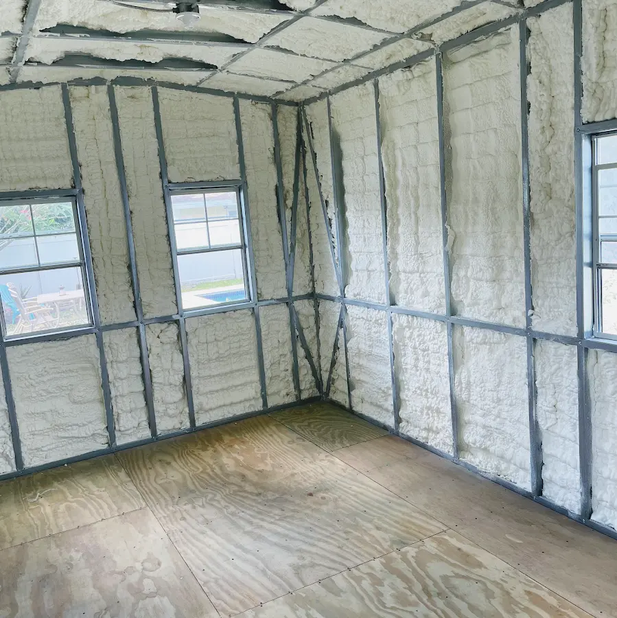 Closed-cell spray foam insulation applied to wall cavities in a residential project in Berlin